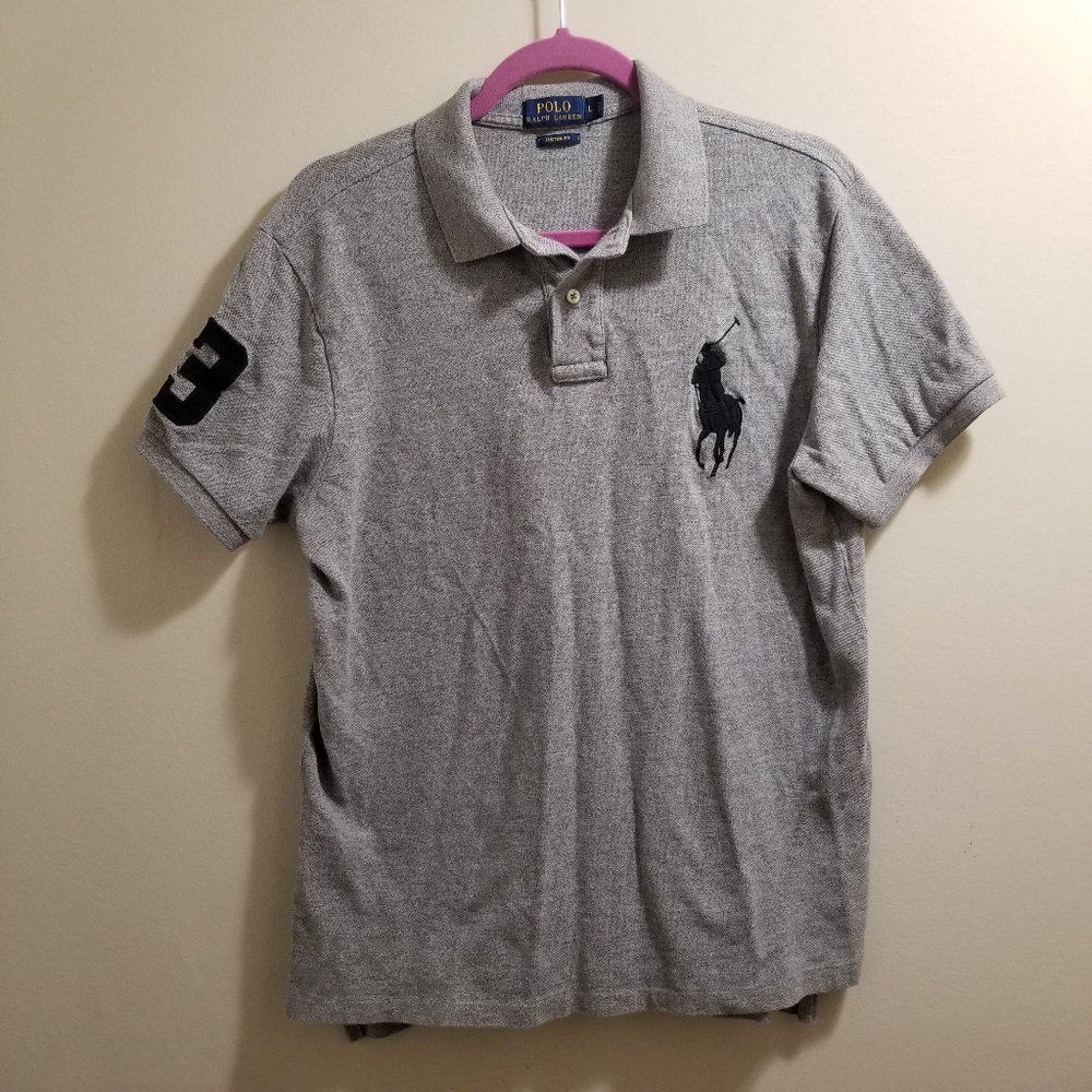 Ralph Lauren Boys Polo Shirt Gray Custum Fit